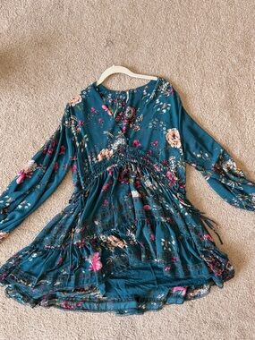 FP boho flowy floral longsleeve dress